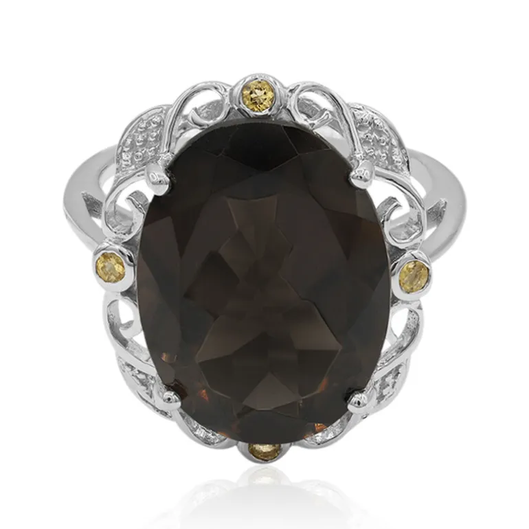 Rauchquarz-Silberring