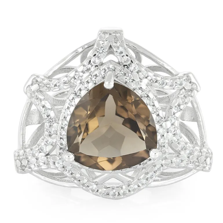 Rauchquarz-Silberring