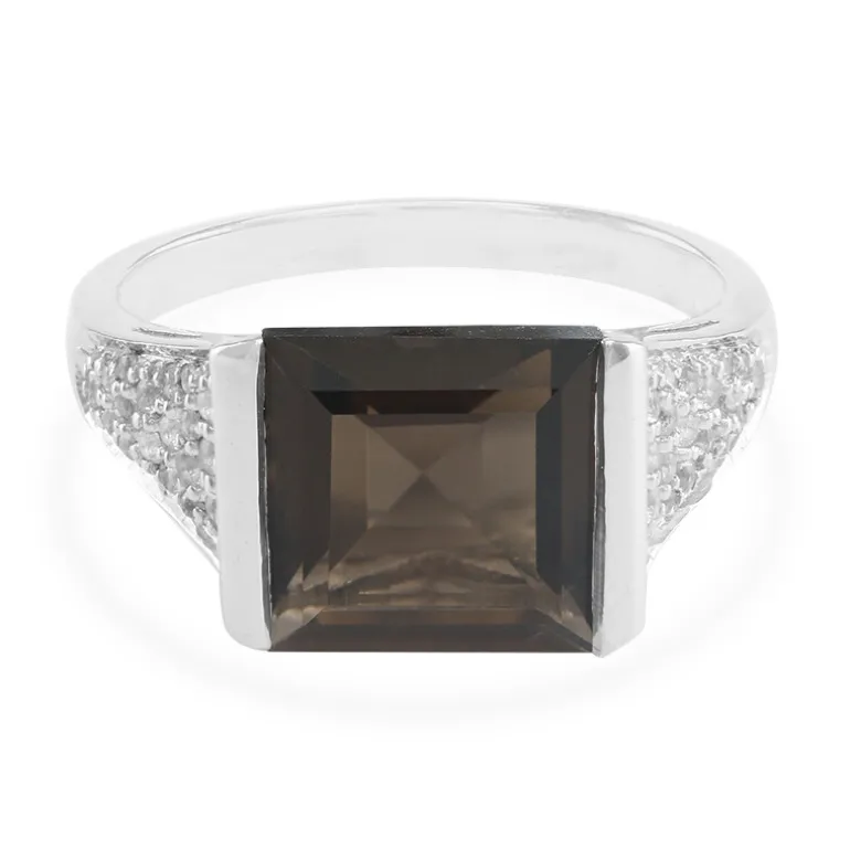 Rauchquarz-Silberring