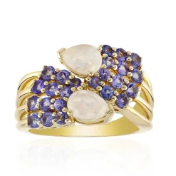 Regenbogen-Mondstein-Goldring (Adela Gold)