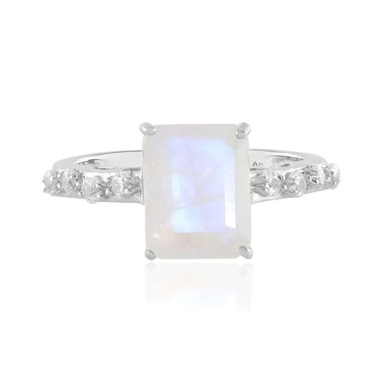 Regenbogen-Mondstein-Silberring