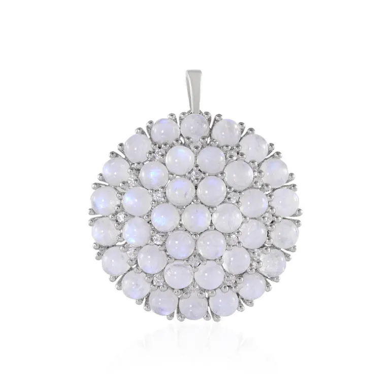 Regenbogen-Mondstein-Silberanhänger