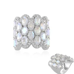 Regenbogen-Mondstein-Silberring