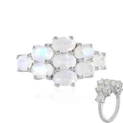 Regenbogen-Mondstein-Silberring