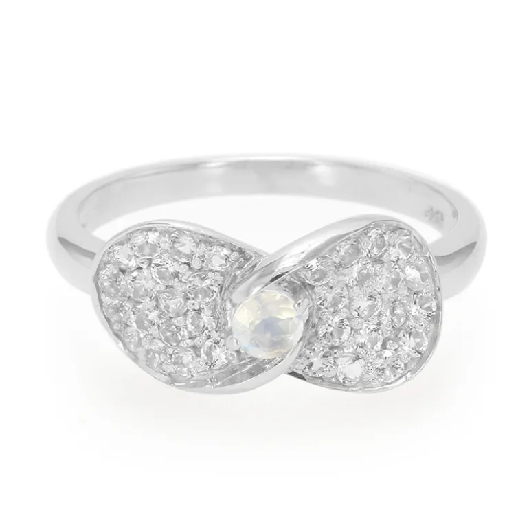 Regenbogen-Mondstein-Silberring