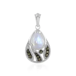 Regenbogen-Mondstein-Silberanhänger