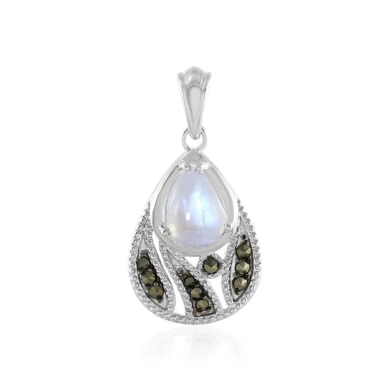 Regenbogen-Mondstein-Silberanhänger