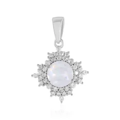 Regenbogen-Mondstein-Silberanhänger