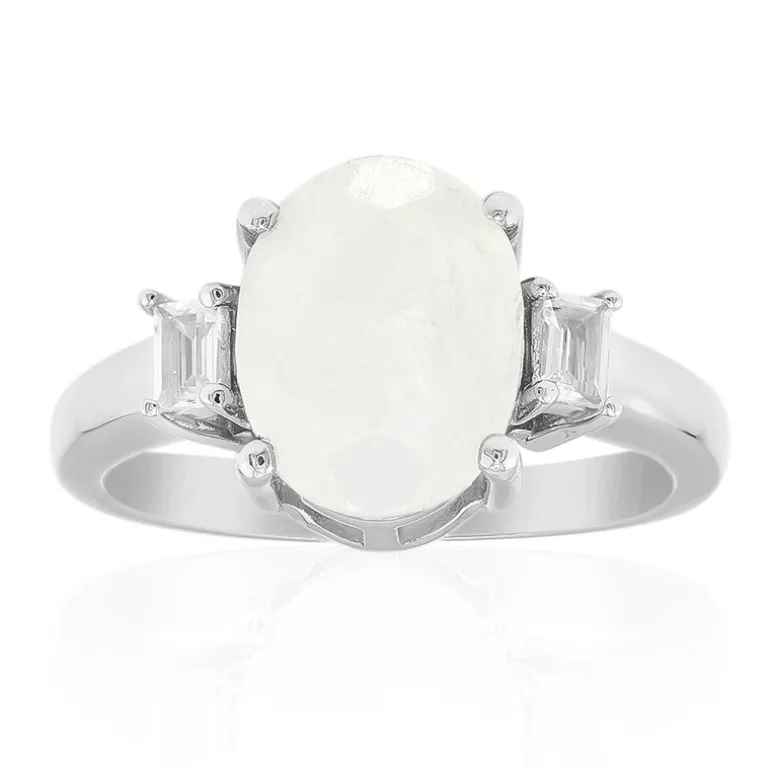 Regenbogen-Mondstein-Silberring