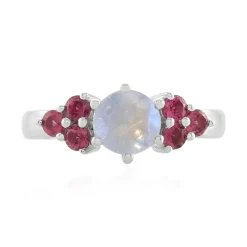 Regenbogen-Mondstein-Silberring