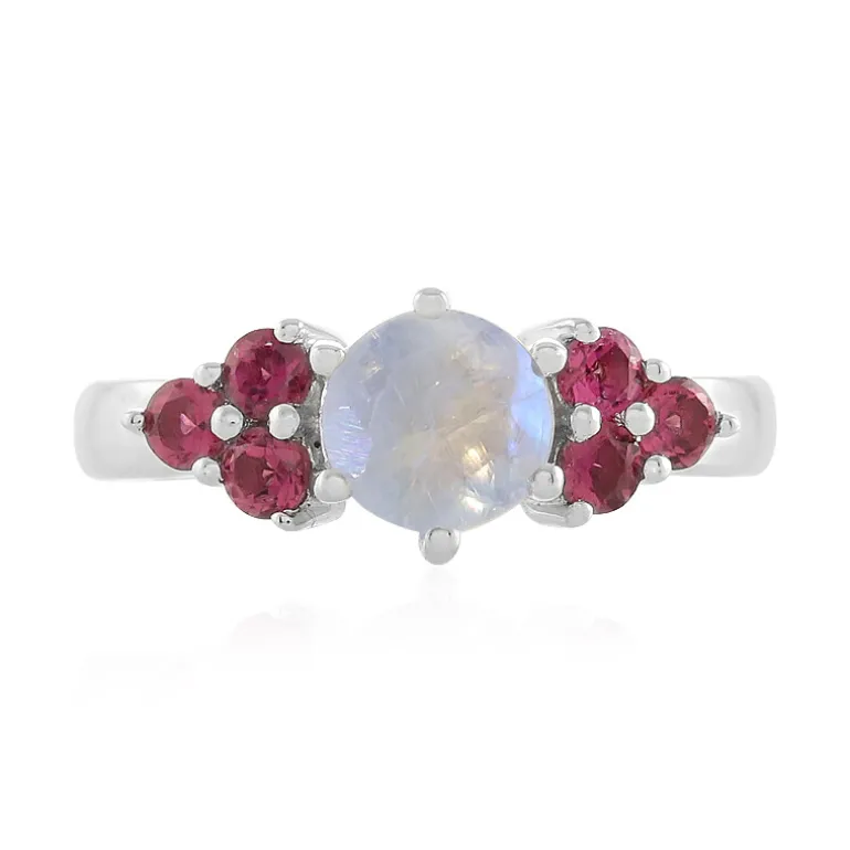 Regenbogen-Mondstein-Silberring