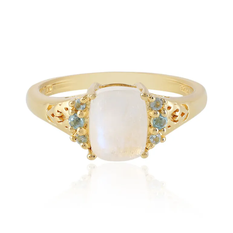 Regenbogen-Mondstein-Silberring