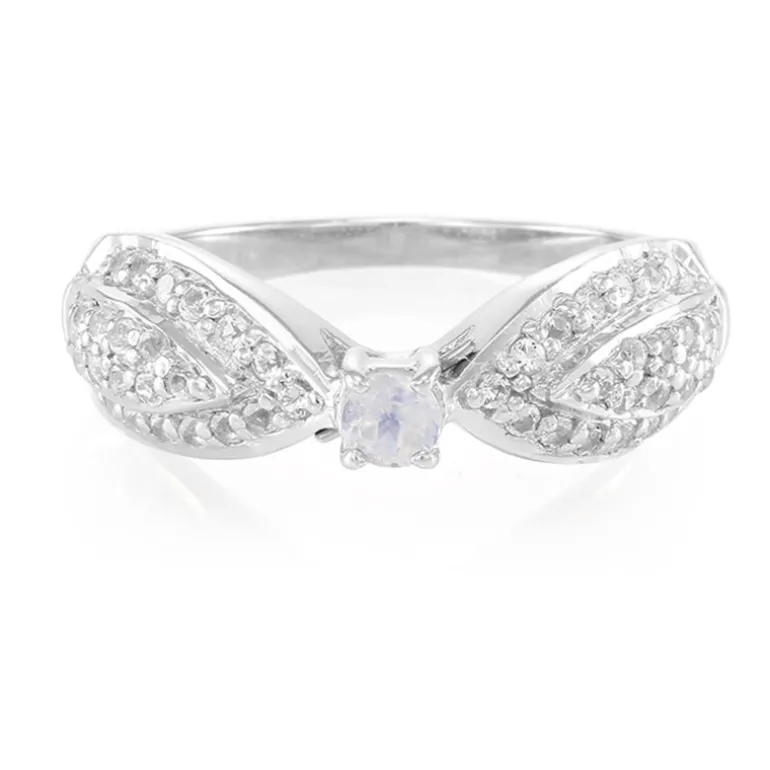 Regenbogen-Mondstein-Silberring