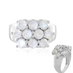 Regenbogen-Mondstein-Silberring