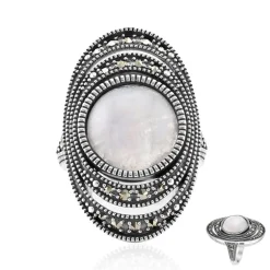 Regenbogen-Mondstein-Silberring (Annette classic)