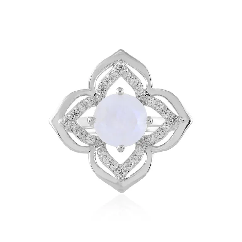 Regenbogen-Mondstein-Silberring