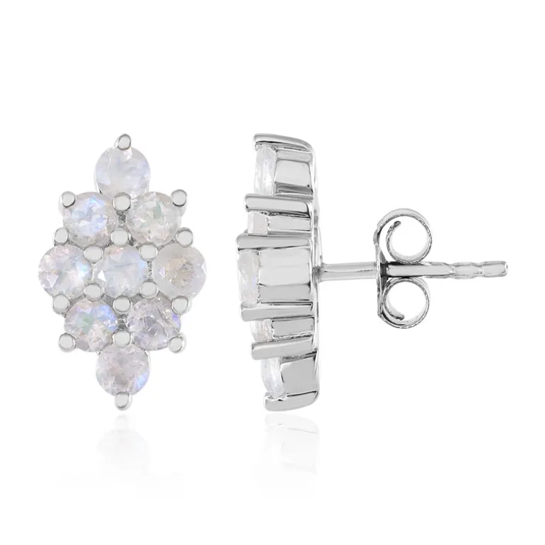 Regenbogen-Mondstein-Silberohrringe