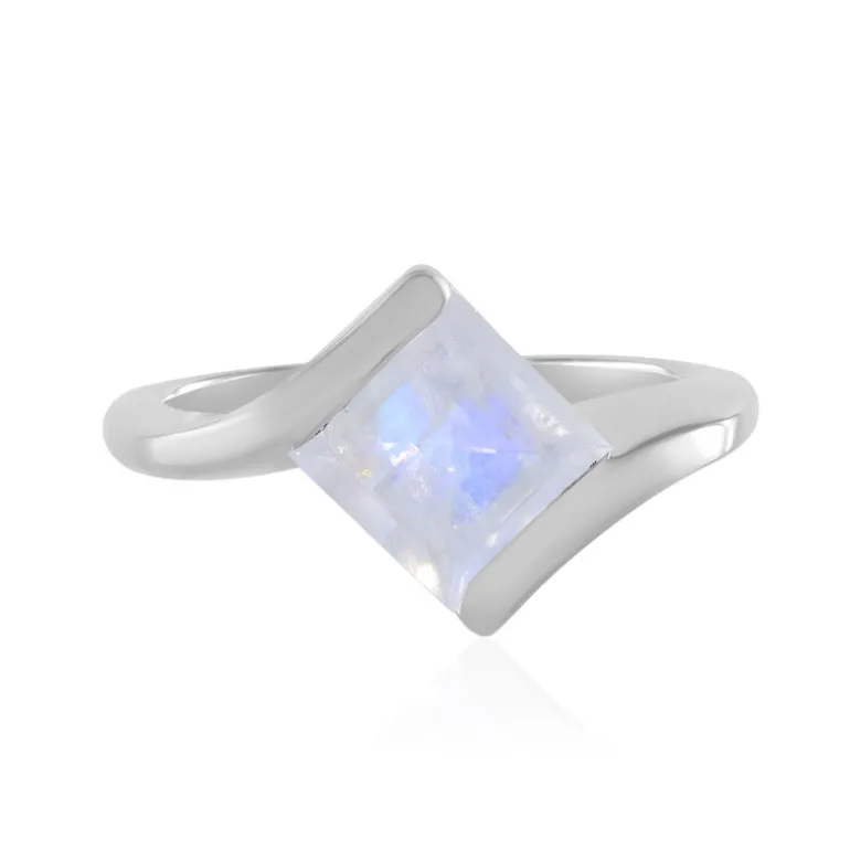 Regenbogen-Mondstein-Silberring