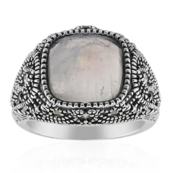 Regenbogen-Mondstein-Silberring (Annette classic)