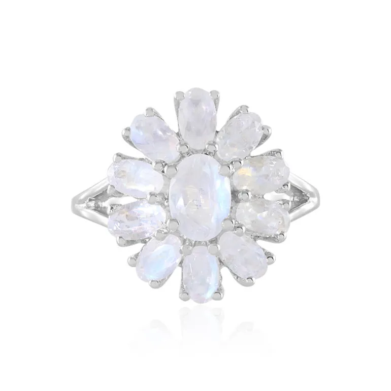 Regenbogen-Mondstein-Silberring