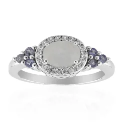 Regenbogen-Mondstein-Silberring