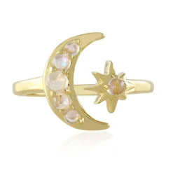 Regenbogen-Mondstein-Silberring