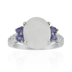 Regenbogen-Mondstein-Silberring