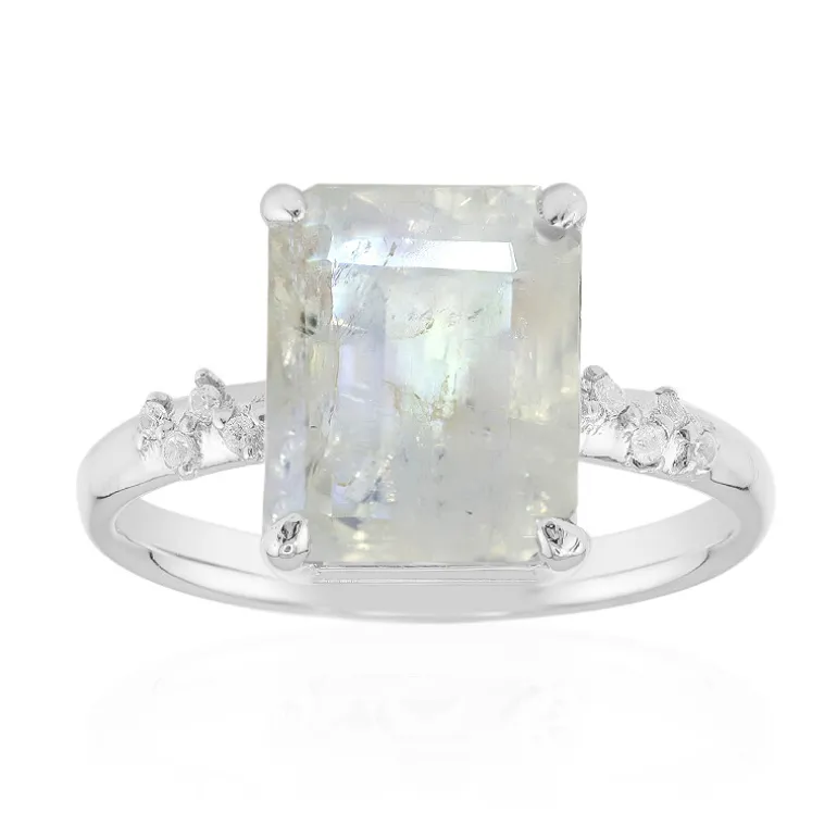 Regenbogen-Mondstein-Silberring