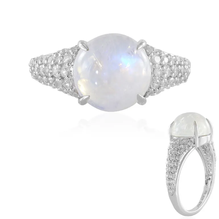 Regenbogen-Mondstein-Silberring