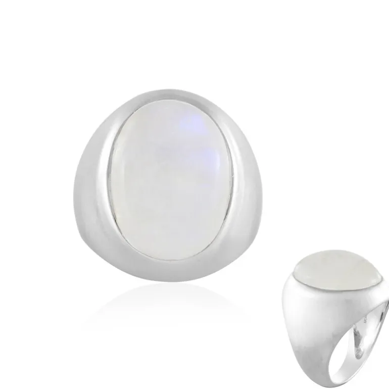 Regenbogen-Mondstein-Silberring