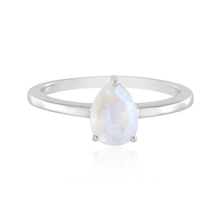 Regenbogen-Mondstein-Silberring