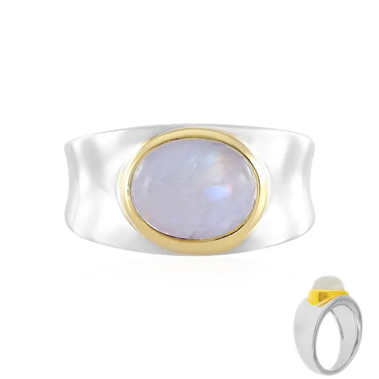 Regenbogen-Mondstein-Silberring