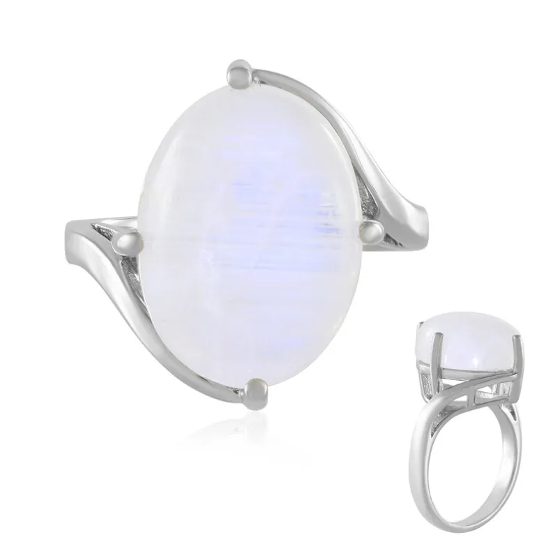 Regenbogen-Mondstein-Silberring