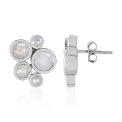 Regenbogen-Mondstein-Silberohrringe