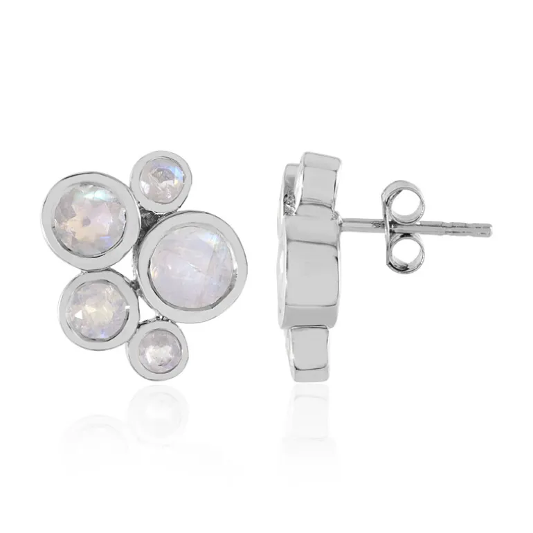 Regenbogen-Mondstein-Silberohrringe