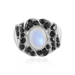 Regenbogen-Mondstein-Silberring