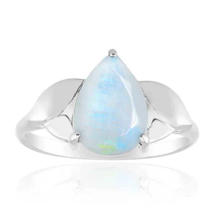 Regenbogen-Mondstein-Silberring