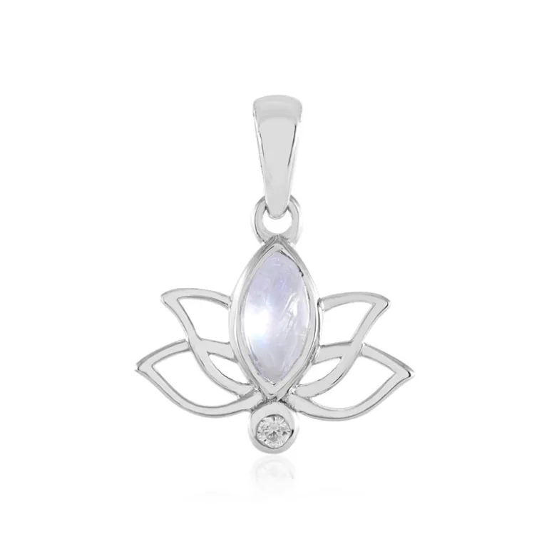 Regenbogen-Mondstein-Silberanhänger