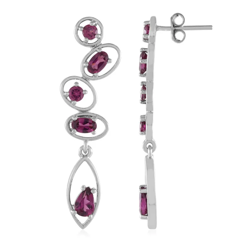 Rhodolith-Silberohrringe