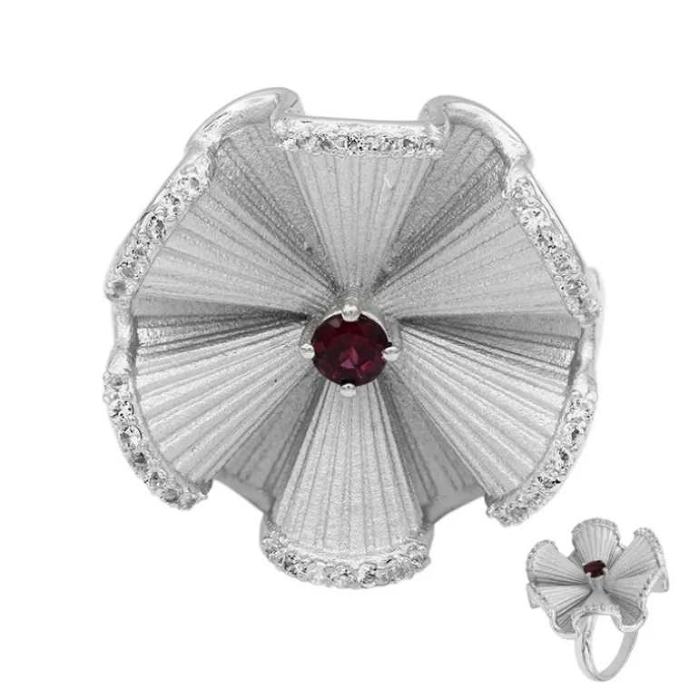 Rhodolith-Silberring