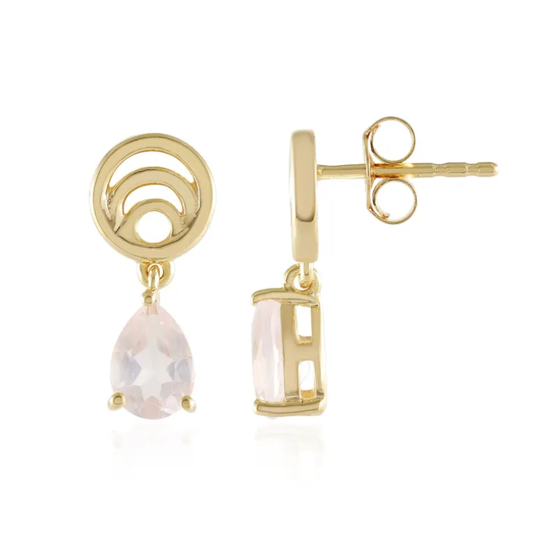 Rosenquarz-Silberohrringe