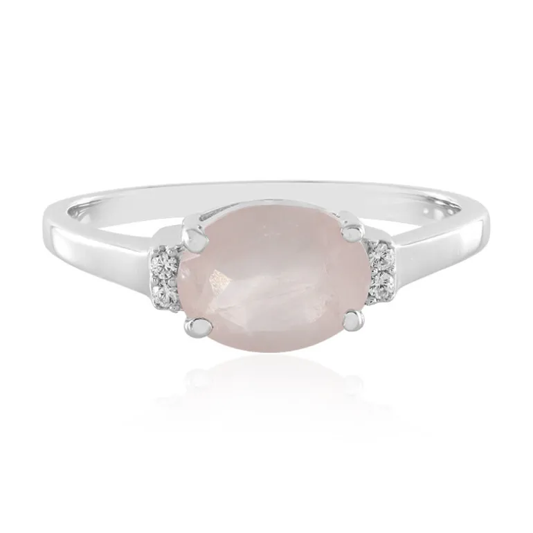 Rosenquarz-Silberring