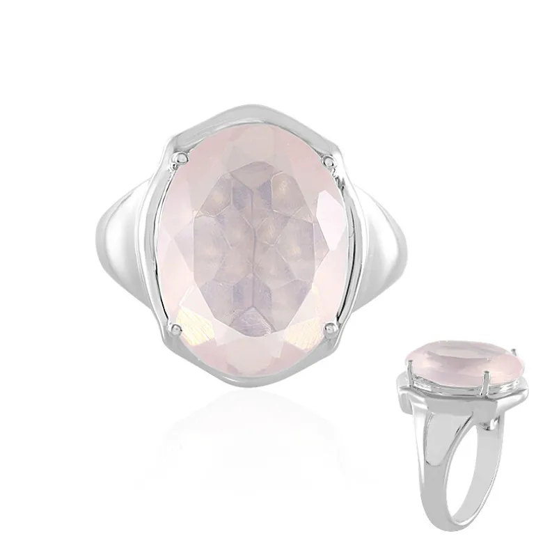 Rosenquarz-Silberring