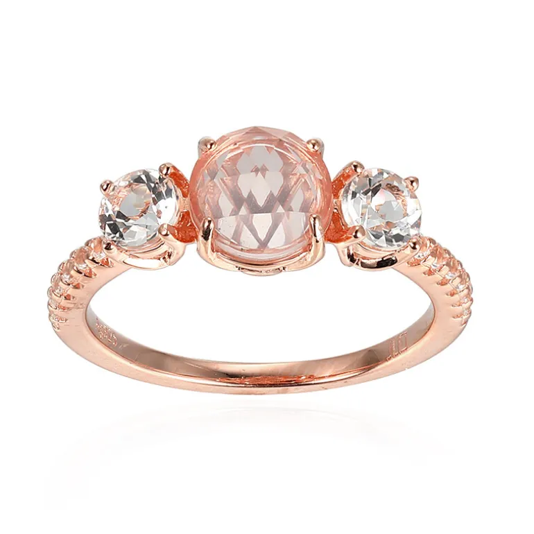 Rosenquarz-Silberring