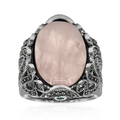Rosenquarz-Silberring (Annette classic)