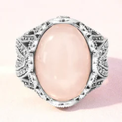 Rosenquarz-Silberring (Annette classic)