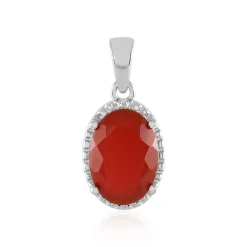 Roter Chalzedon-Silberanhänger