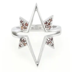 Roter Cognac-Brillant-Silberring