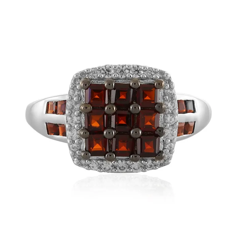Roter Granat-Silberring