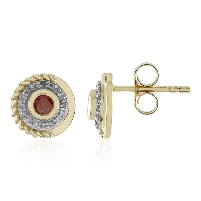 Roter I3 Brillant-Goldohrringe